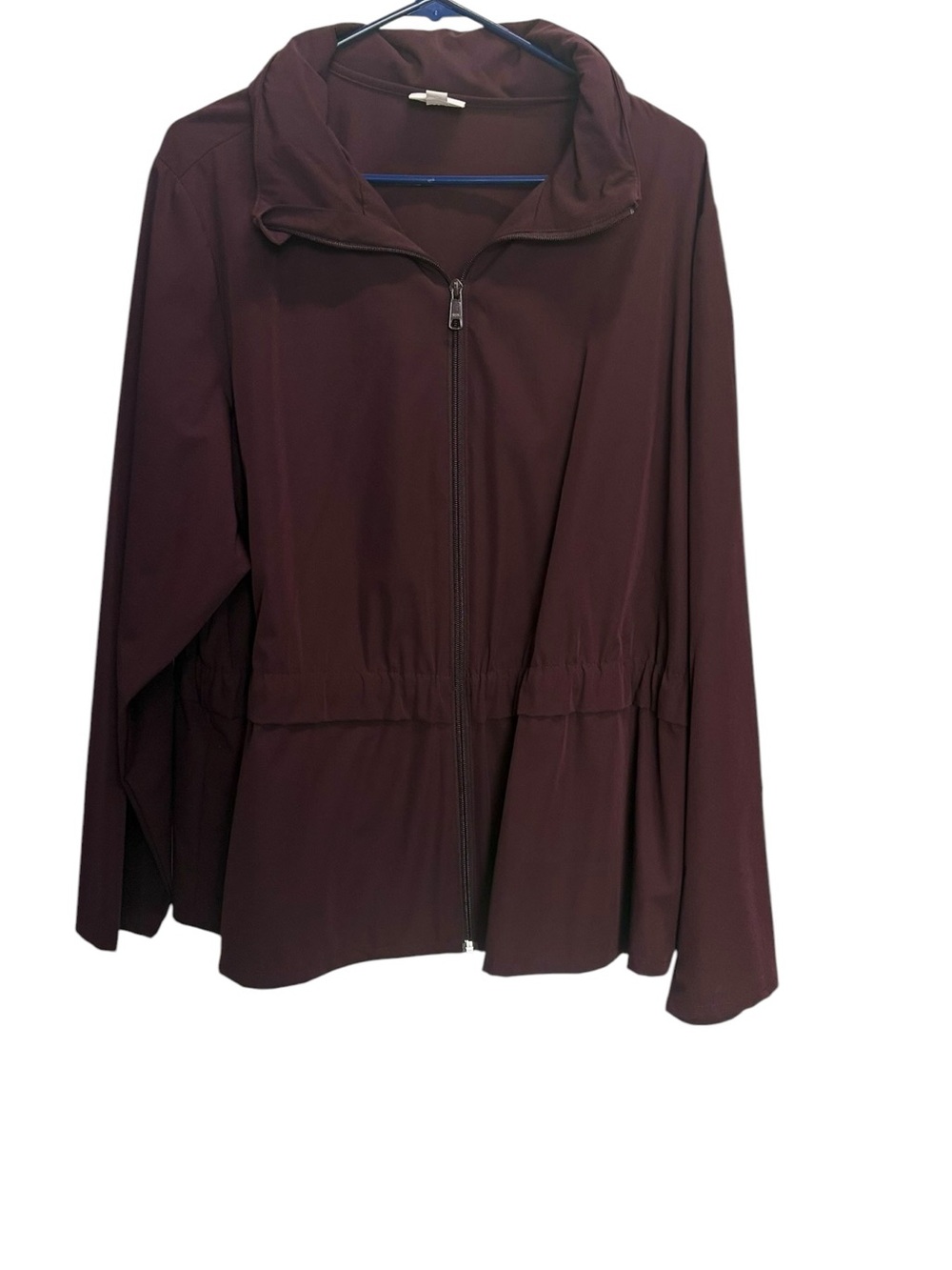 J. Jill BurgundyBrown Zip-Front High Neck Light Weight Utility Fall Jacket sz 2x